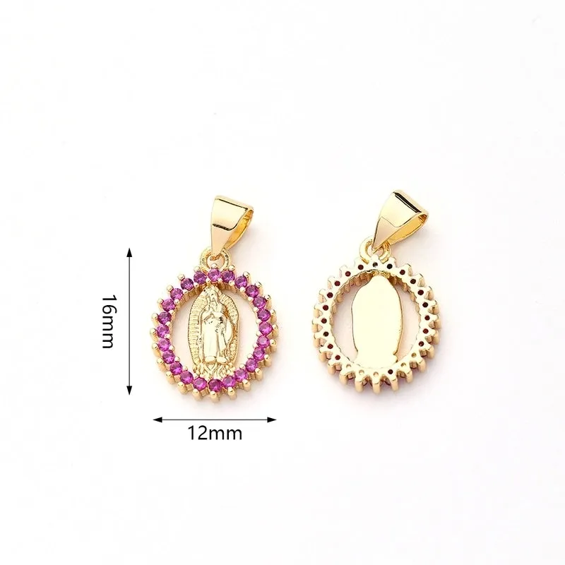 1 Pc/Package 16x12mm 5x3.5mm Copper Zircon Gold Plated Portrait Oval Polished Pendant