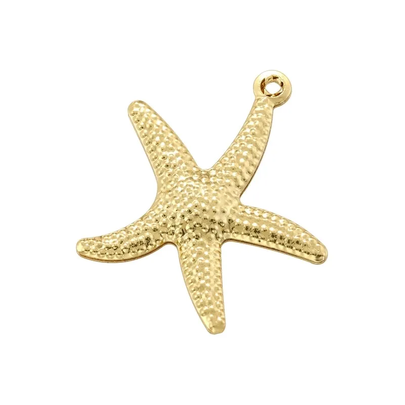 1 Piece 12mm 16mm 22mm Copper Zircon 18K Gold Plated Starfish Conch Dolphin Pendant