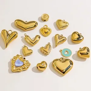 1 Piece 304 Stainless Steel 14K Gold Plated Heart Shape Pendant