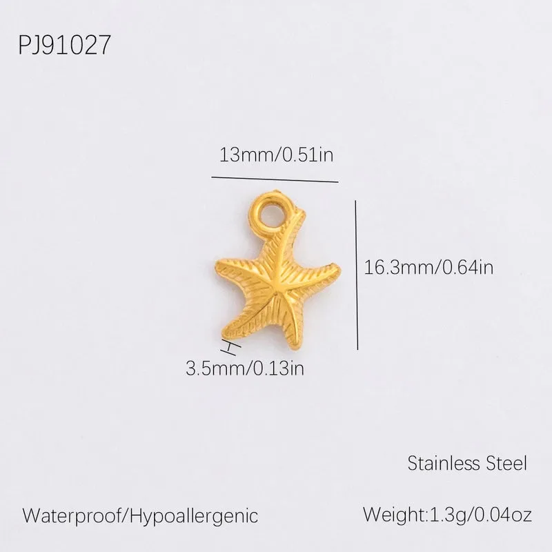 1 Piece    304 Stainless Steel Starfish Heart Shape Fish Pendant