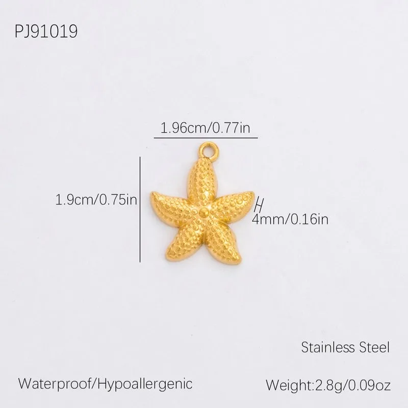 1 Piece    304 Stainless Steel Starfish Heart Shape Fish Pendant