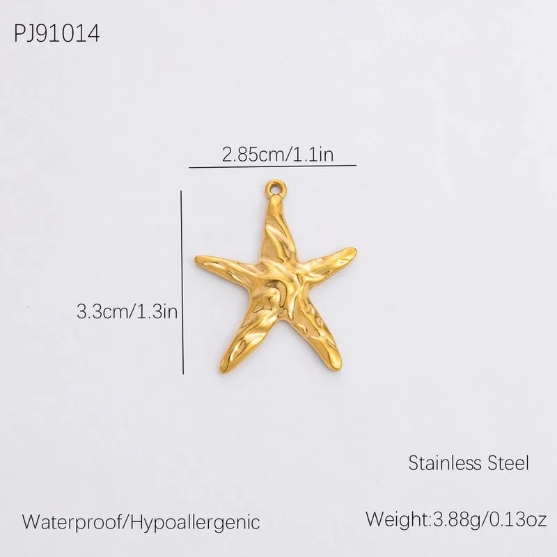 1 Piece    304 Stainless Steel Starfish Heart Shape Fish Pendant