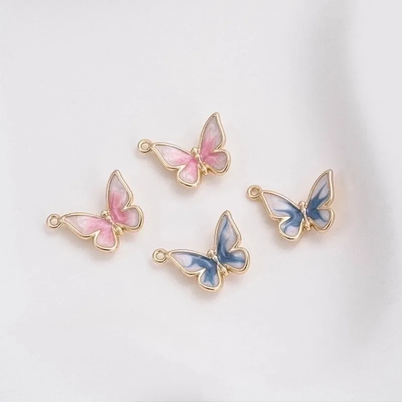 1 Piece Copper 14K Gold Plated Butterfly Polished Pendant