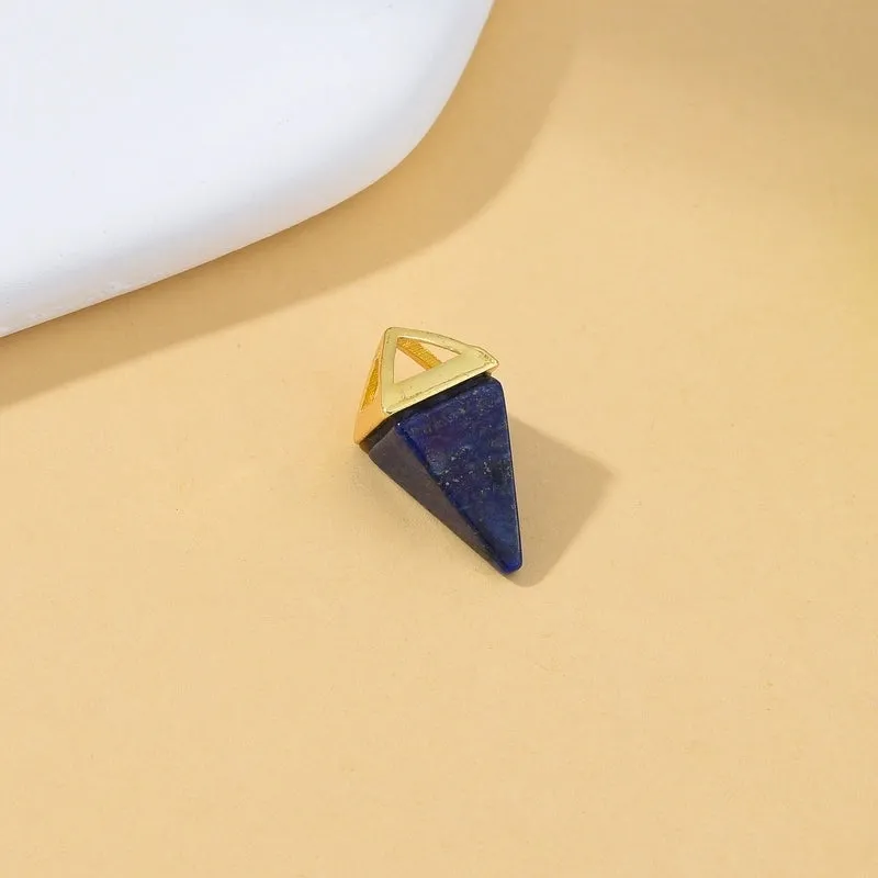 1 Piece Natural Stone Copper Agate Opal Pyramid Pendant Earring Findings