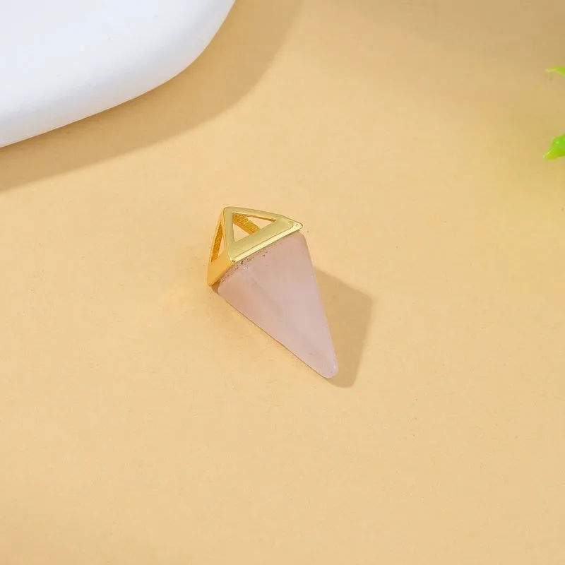 1 Piece Natural Stone Copper Agate Opal Pyramid Pendant Earring Findings