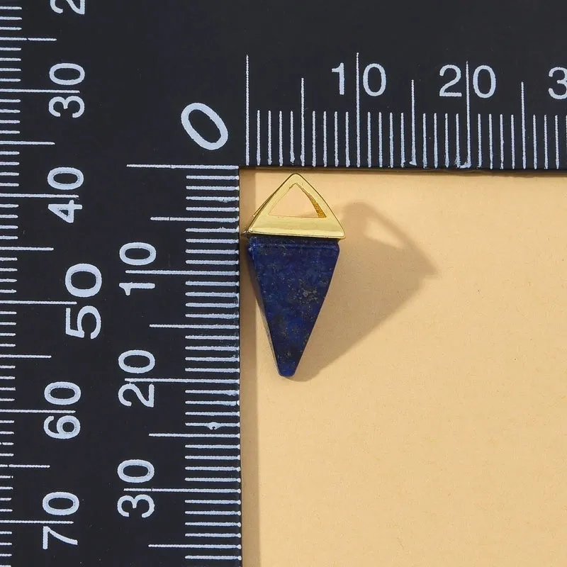 1 Piece Natural Stone Copper Agate Opal Pyramid Pendant Earring Findings