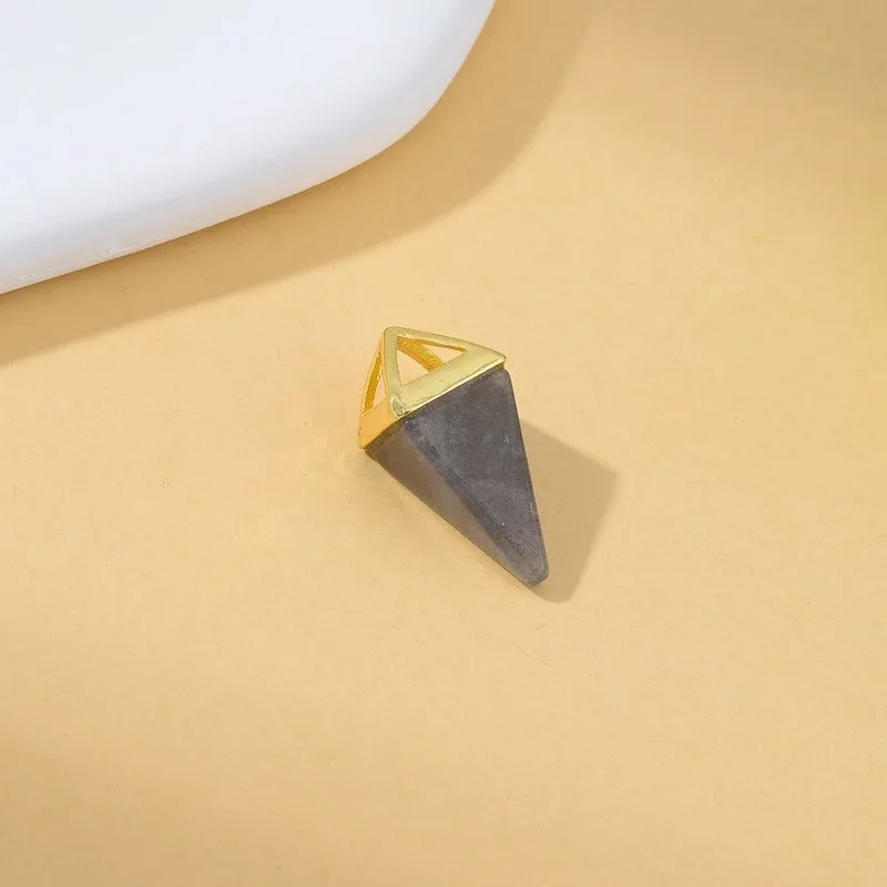 1 Piece Natural Stone Copper Agate Opal Pyramid Pendant Earring Findings