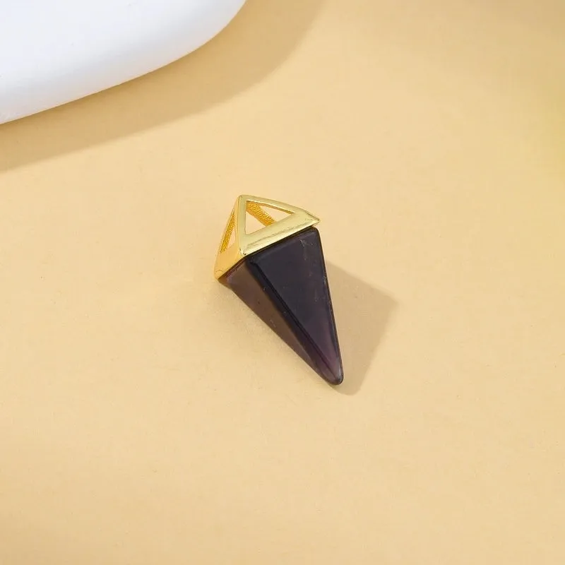 1 Piece Natural Stone Copper Agate Opal Pyramid Pendant Earring Findings