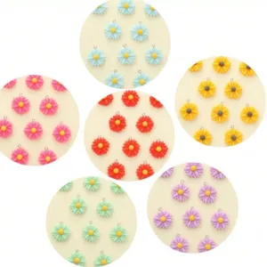 10 PCS/Package 1.2*2.5CM Resin Flower Pendant