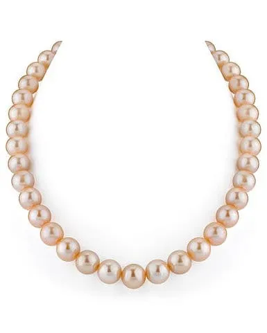 10.5-11.5mm Peach Freshwater Pearl Necklace - AAA Quality