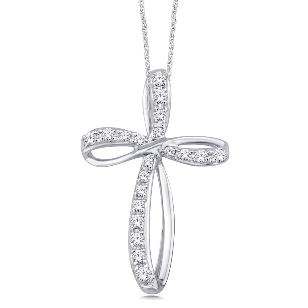 10K White Gold 1/5 Ct.Tw. Diamond Cross Pendant