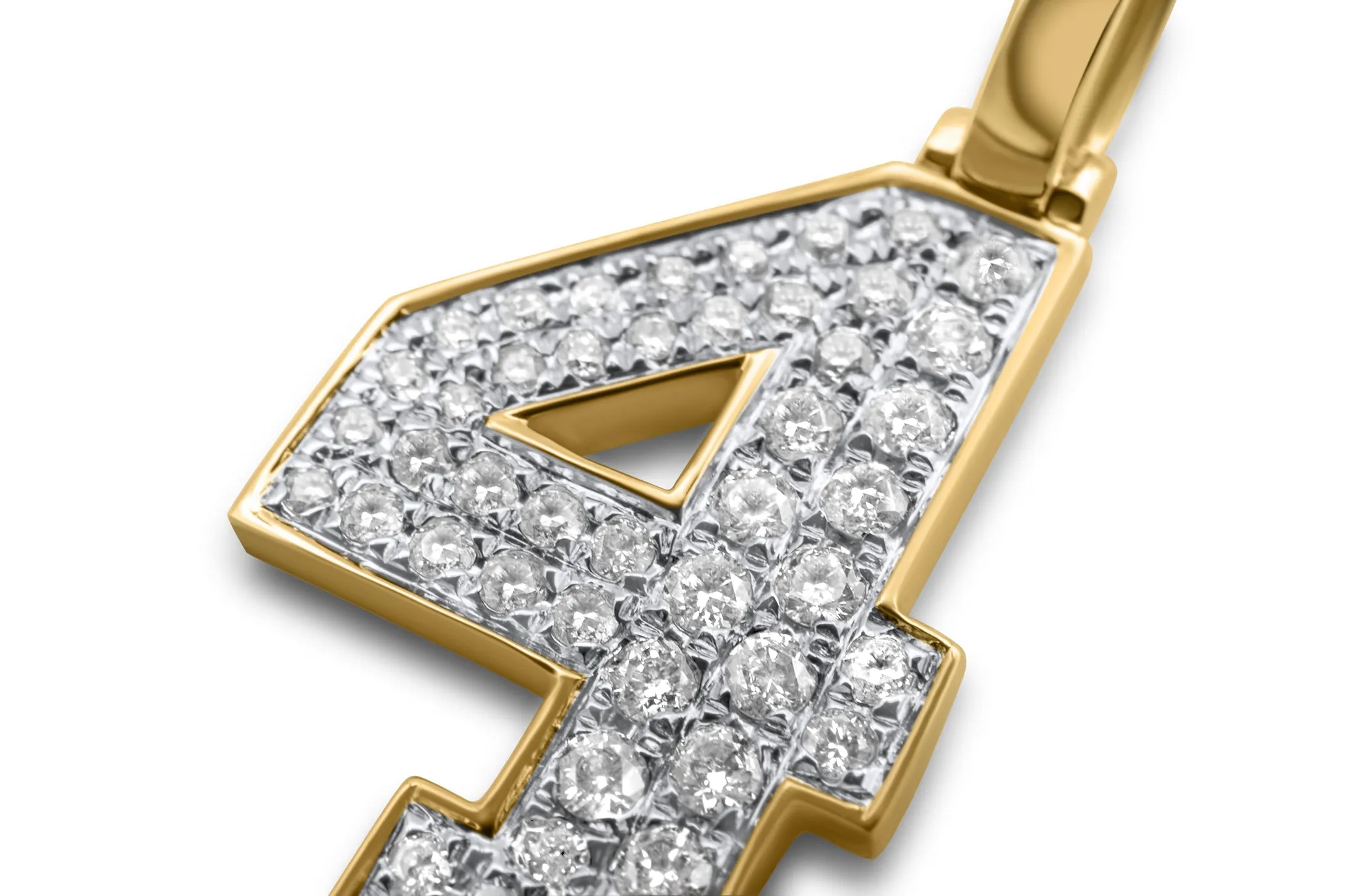 10k Yellow Gold Diamond Number 4 Pendant 0.44 ctw