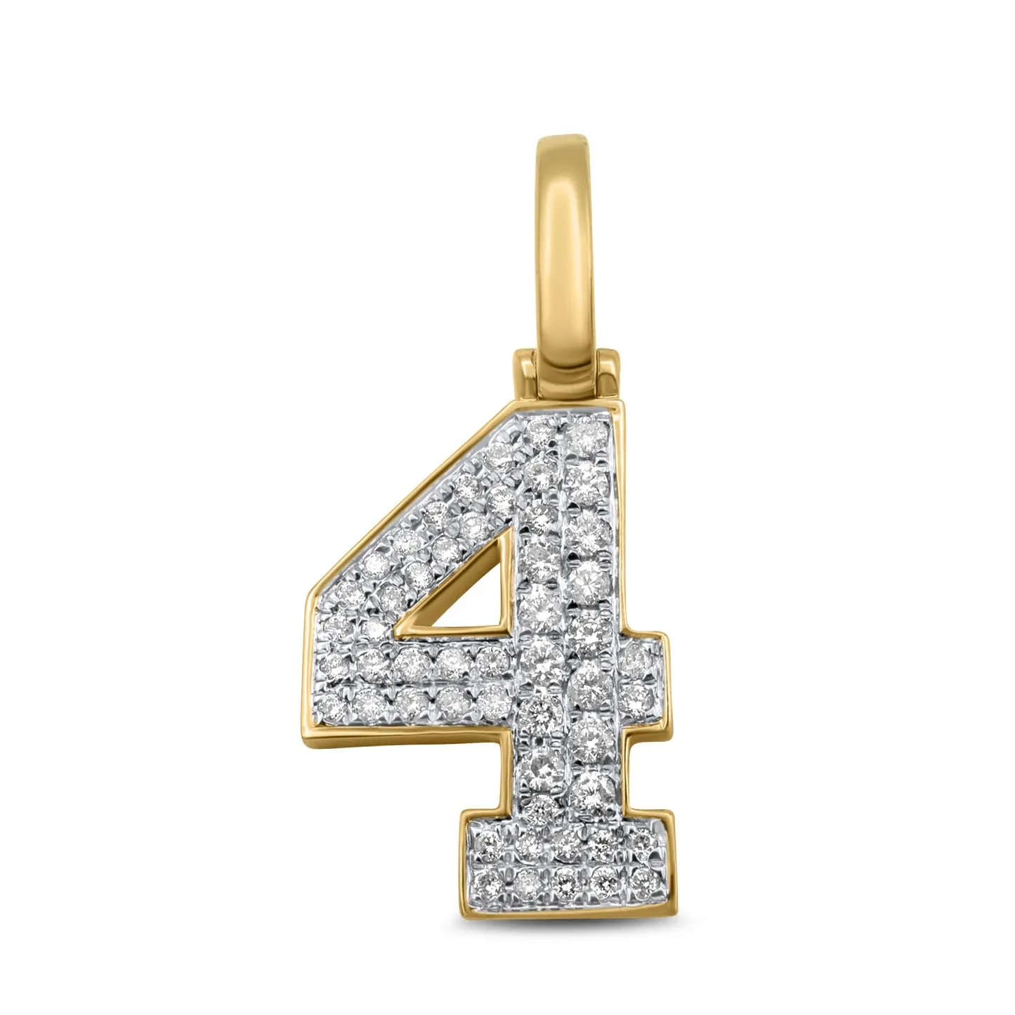 10k Yellow Gold Diamond Number 4 Pendant 0.44 ctw