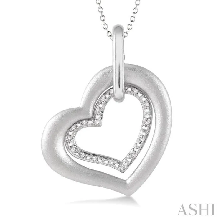 1/20 Ctw Single Cut Diamond Heart Pendant in Sterling Silver with Chain