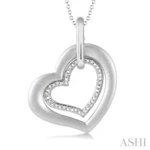 1/20 Ctw Single Cut Diamond Heart Pendant in Sterling Silver with Chain