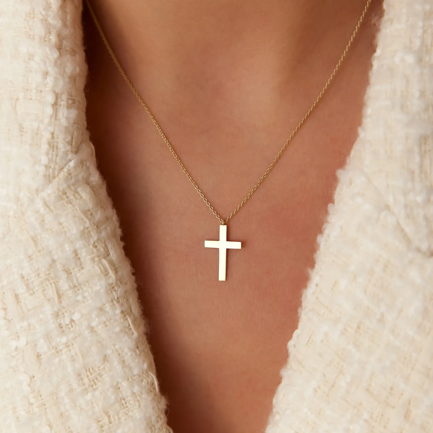 14k Gold Cross Charm Necklace