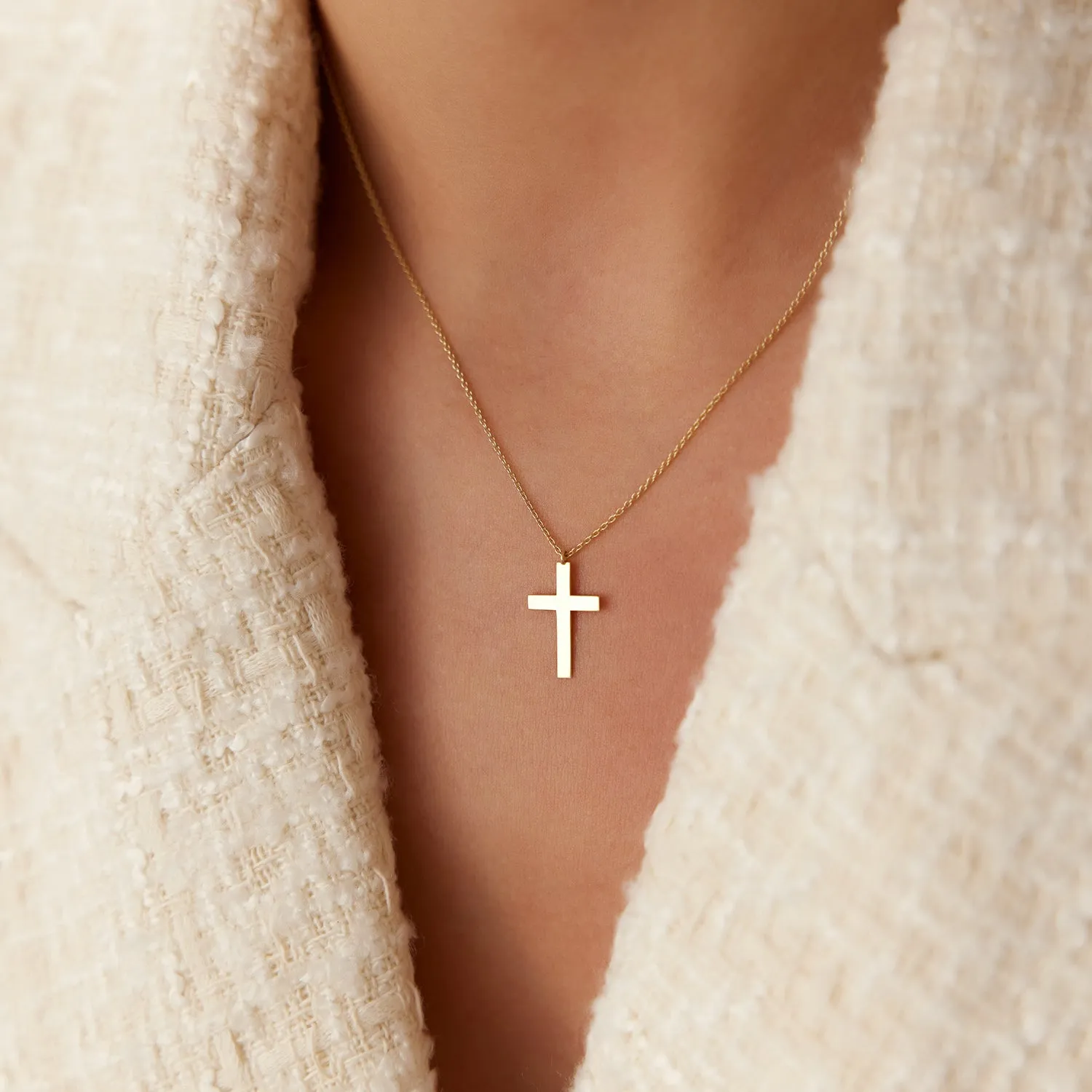 14k Gold Cross Charm Necklace