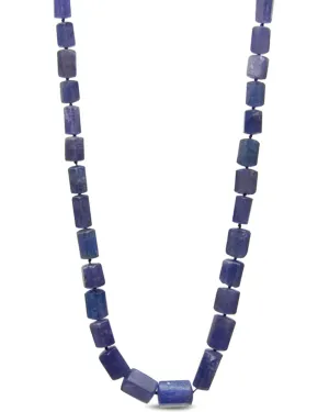 14k Yellow Gold Beaded Tanzanite Barrel Necklace