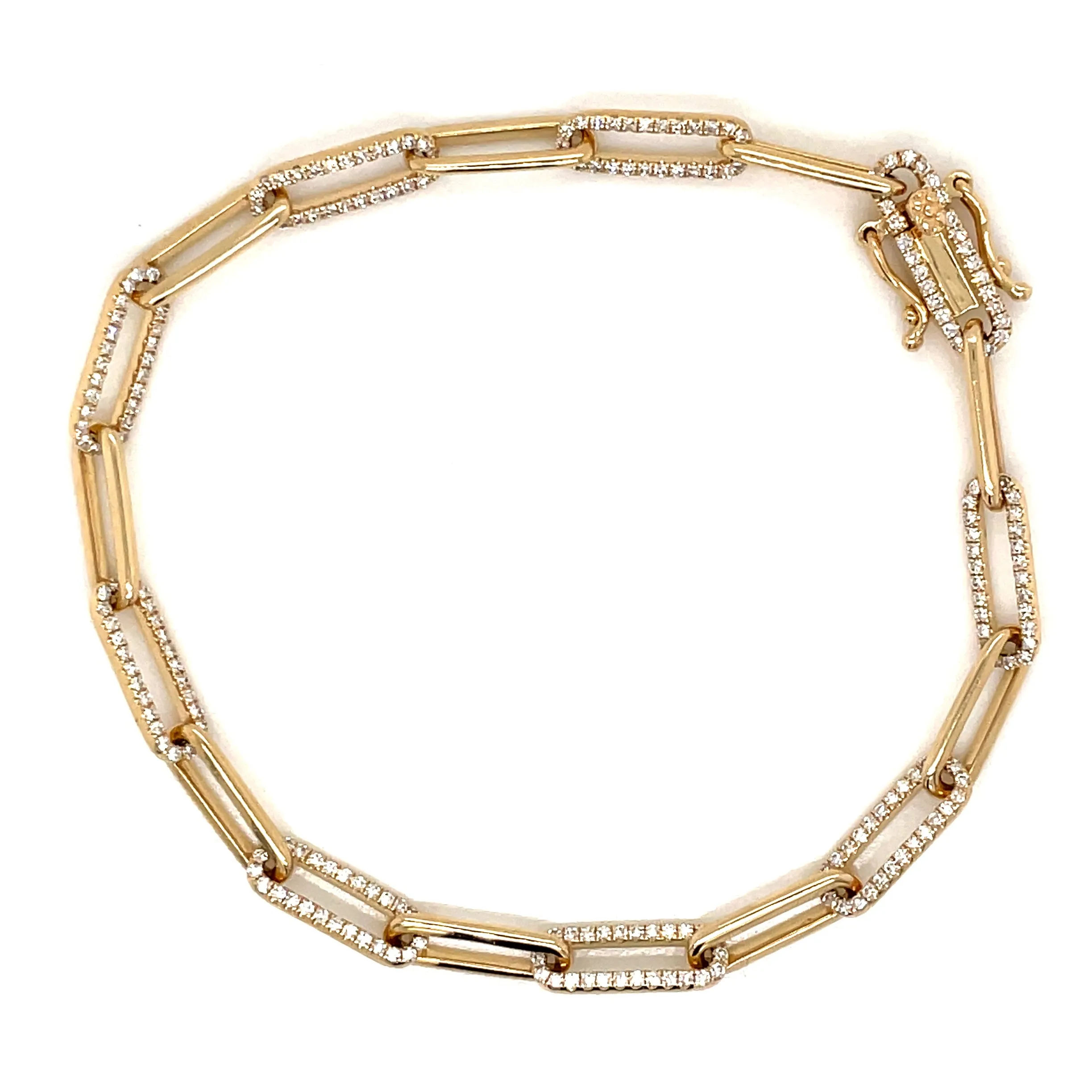 14k Yellow Gold Diamond Link Bracelet