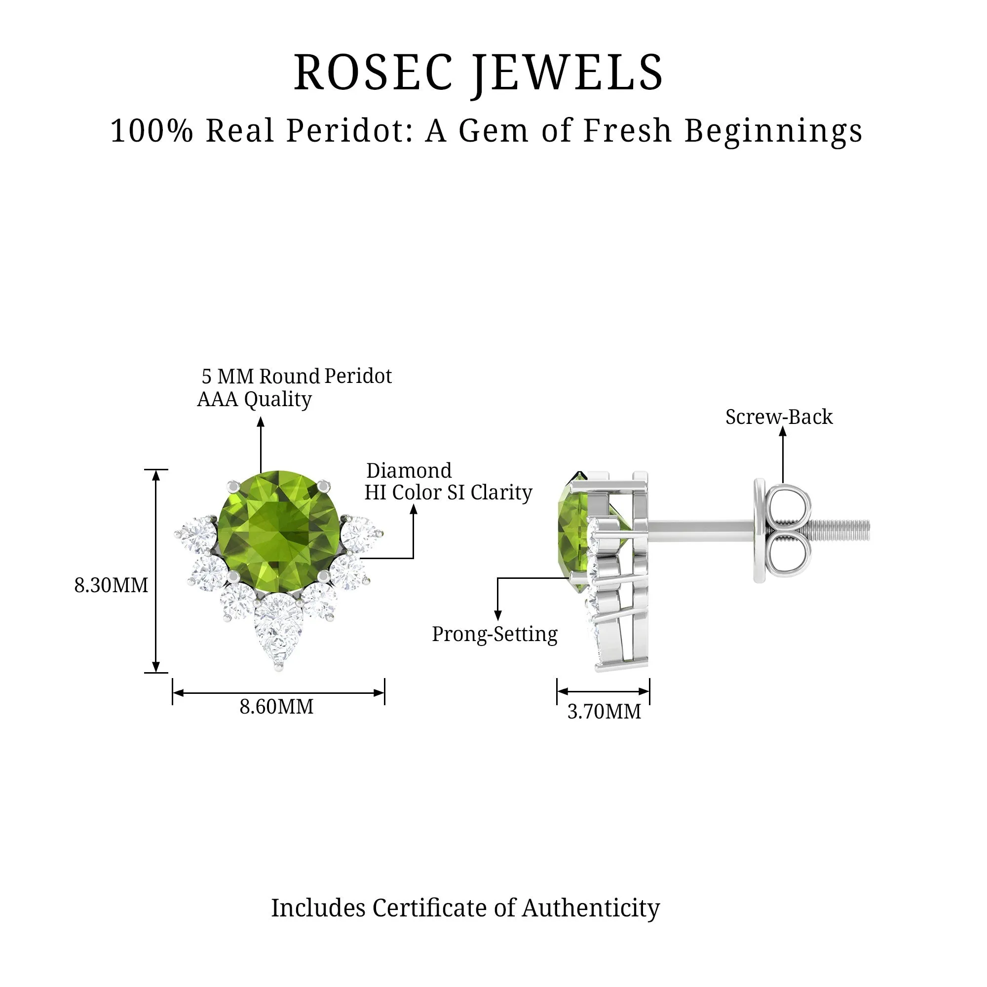 1.50 CT Peridot and Diamond Classic Stud Earrings with Half Halo