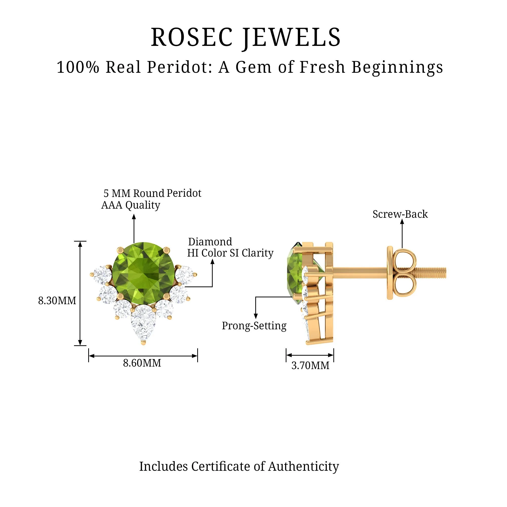 1.50 CT Peridot and Diamond Classic Stud Earrings with Half Halo