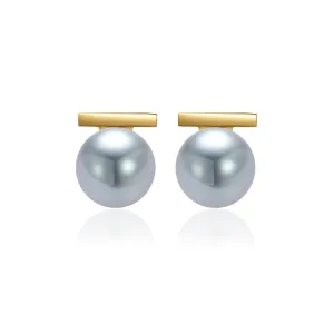 18K Gold﻿ Top Grade Silver Akoya Pearl Earrings KE00195