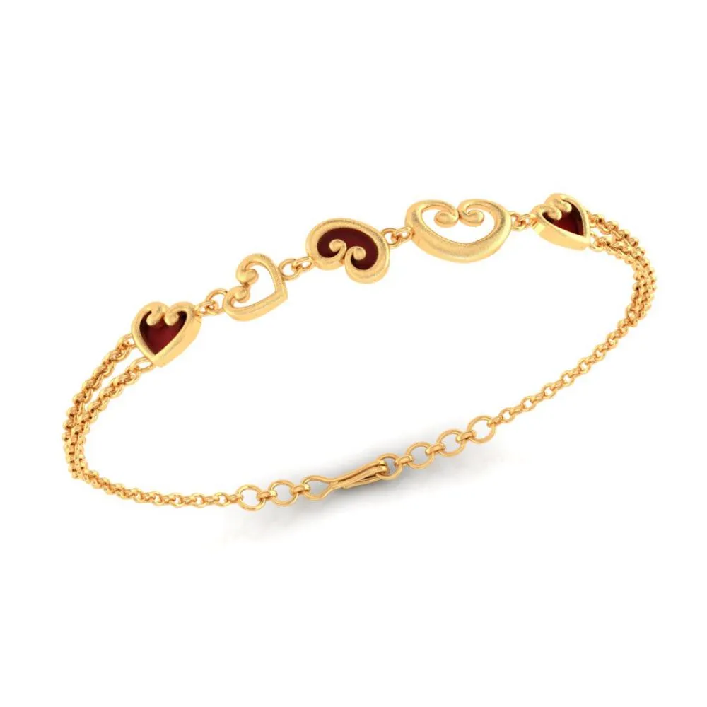 18k Multiple Hearts Designed Gold Bracelet