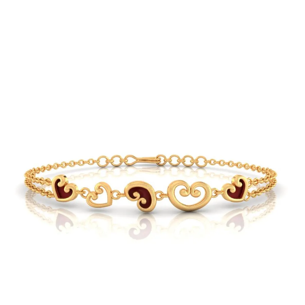 18k Multiple Hearts Designed Gold Bracelet