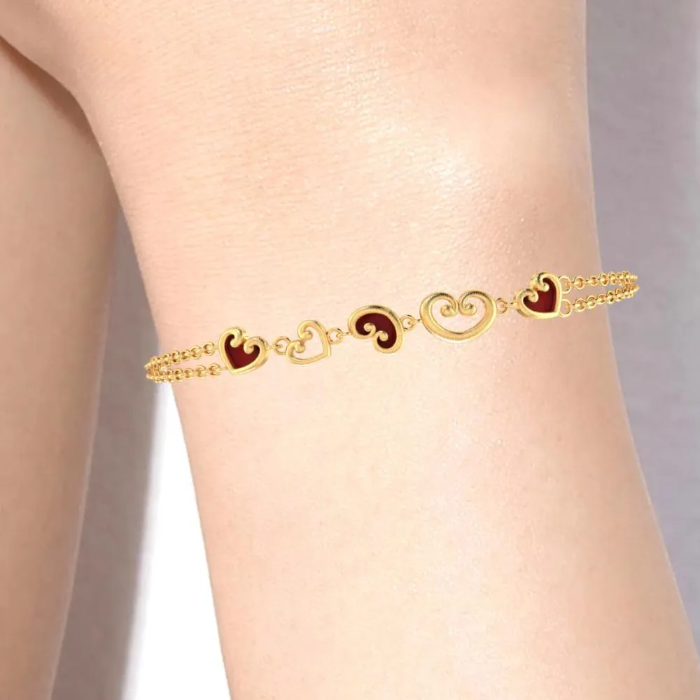 18k Multiple Hearts Designed Gold Bracelet