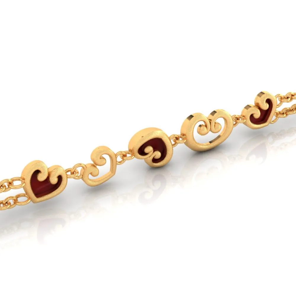 18k Multiple Hearts Designed Gold Bracelet