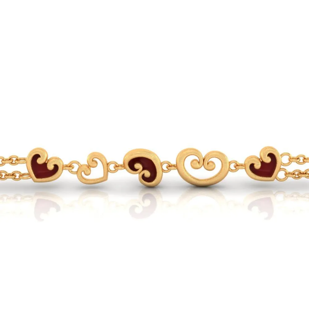 18k Multiple Hearts Designed Gold Bracelet