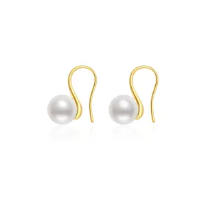 18K Solid Gold Elegant Freshwater Pearl Earrings KE00064