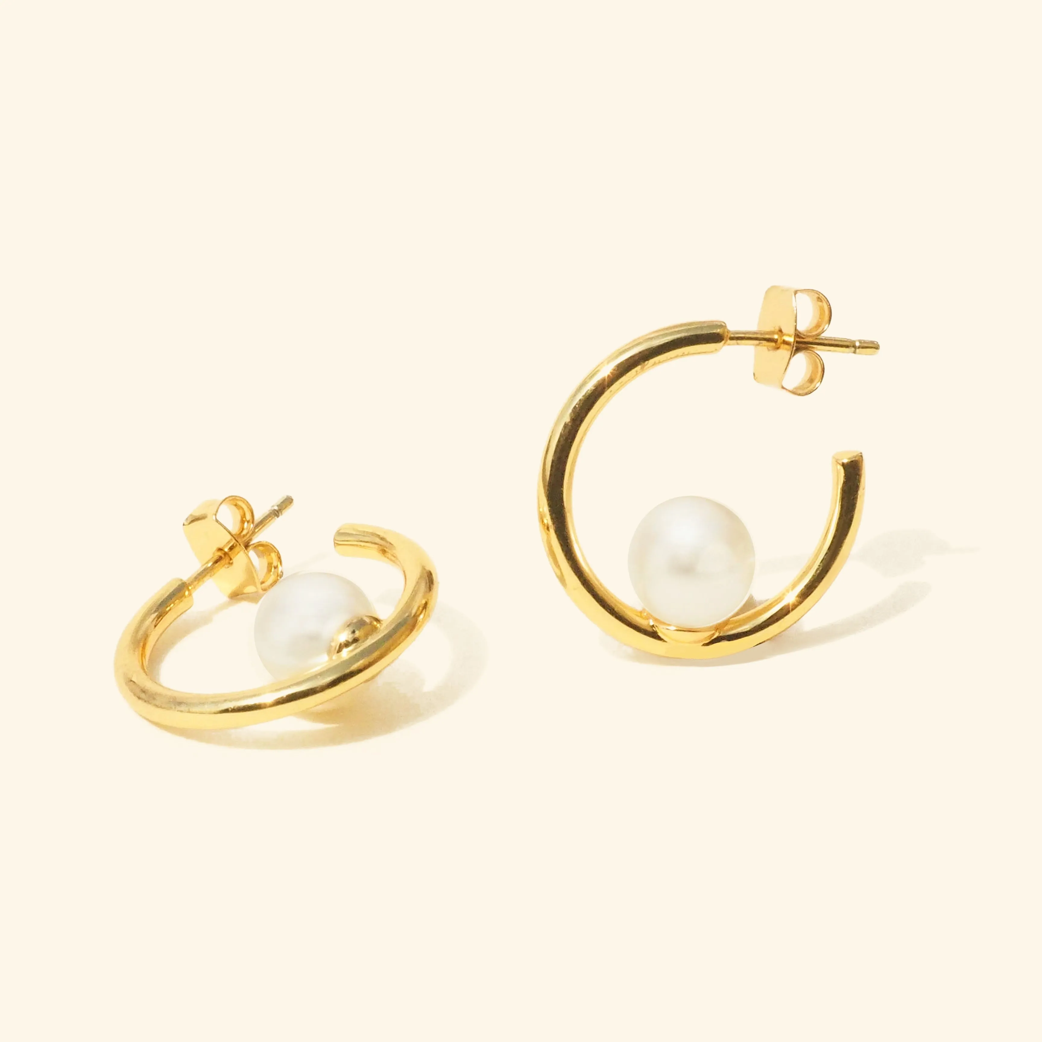 20 mm Pearl Hoop Earrings