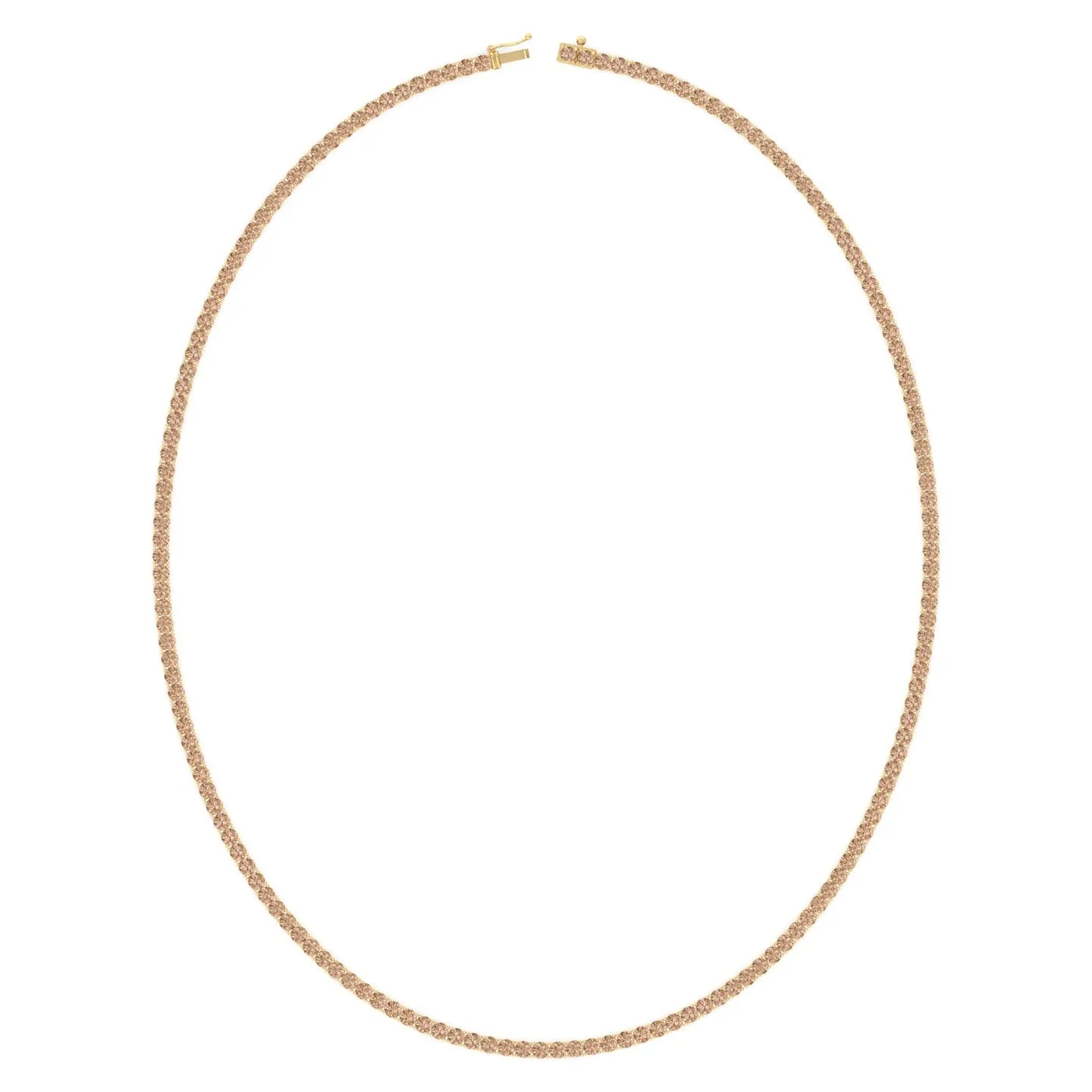 4 Prong Champagne Diamond Tennis Necklace 18K Solid Gold