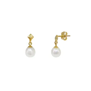 9K Yellow Gold Freshwater Pearl Drop Earring - 20723248