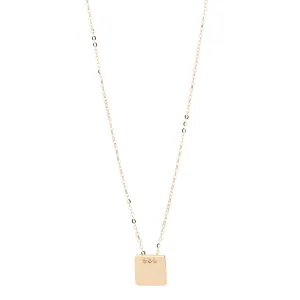 9kt Gold Solid Square Pendant Necklace