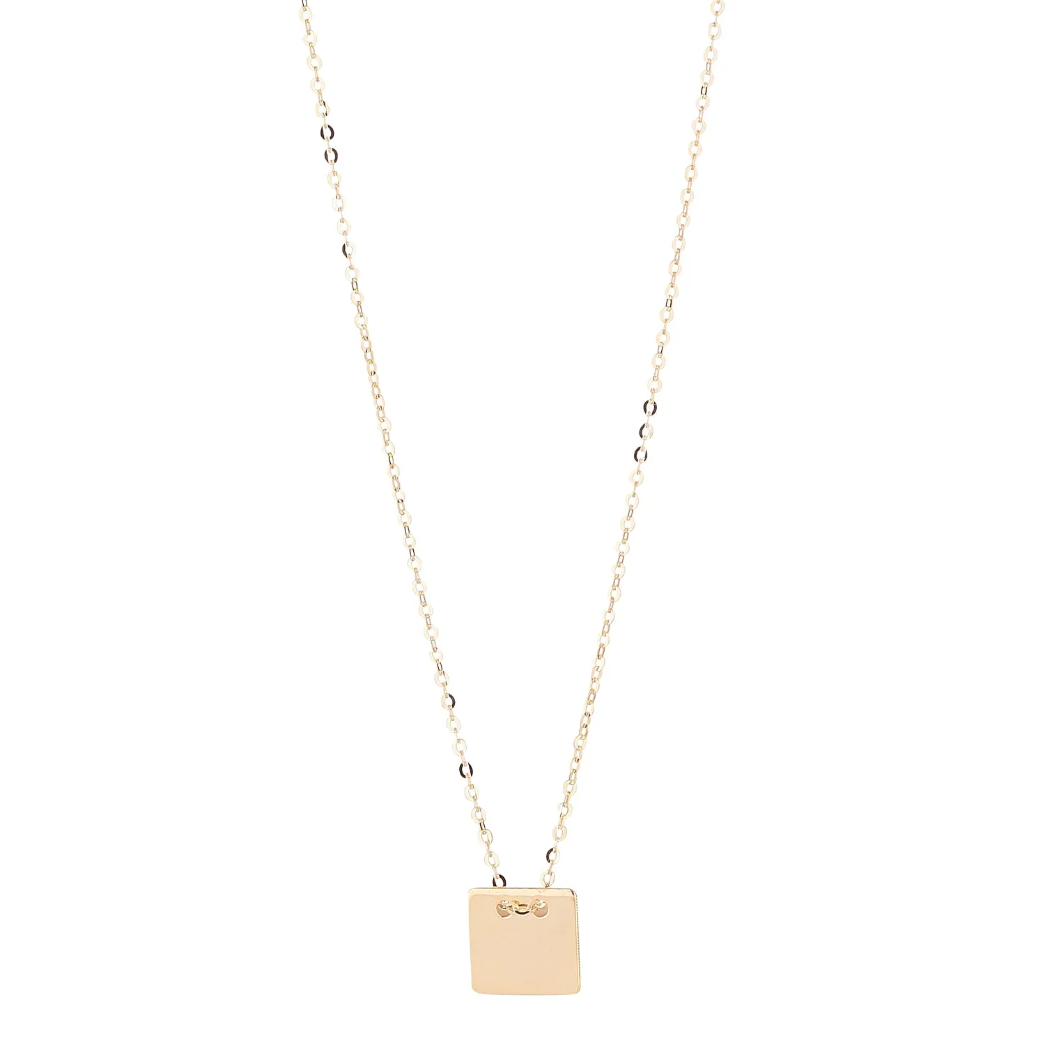 9kt Gold Solid Square Pendant Necklace