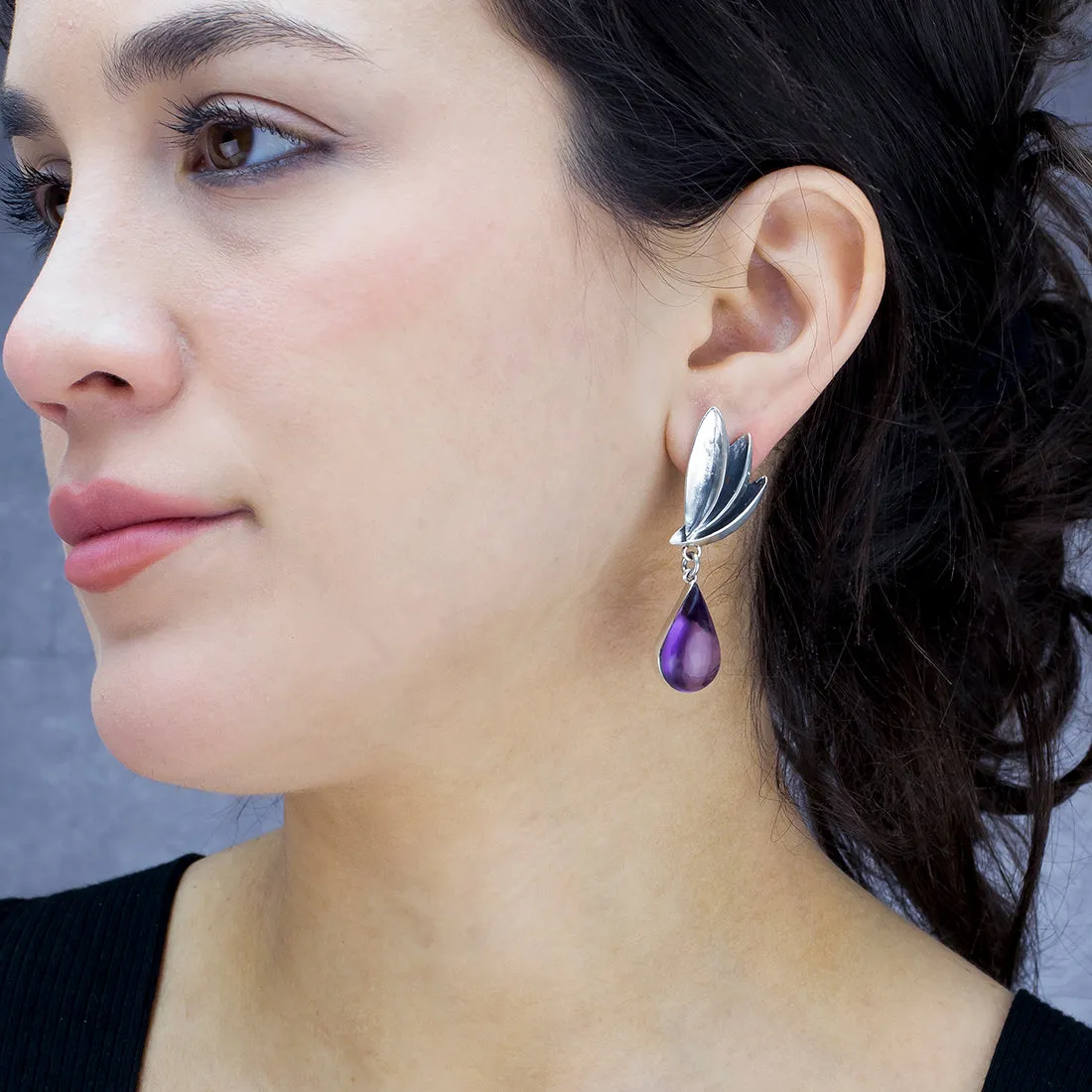 Agave Earrings with Amethyst