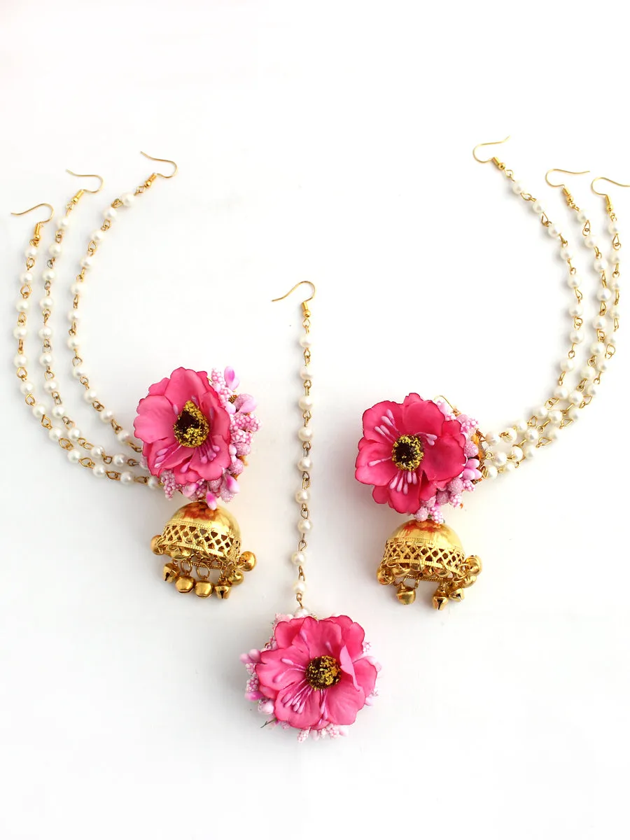 Akansha Floral Earrings & Tikka