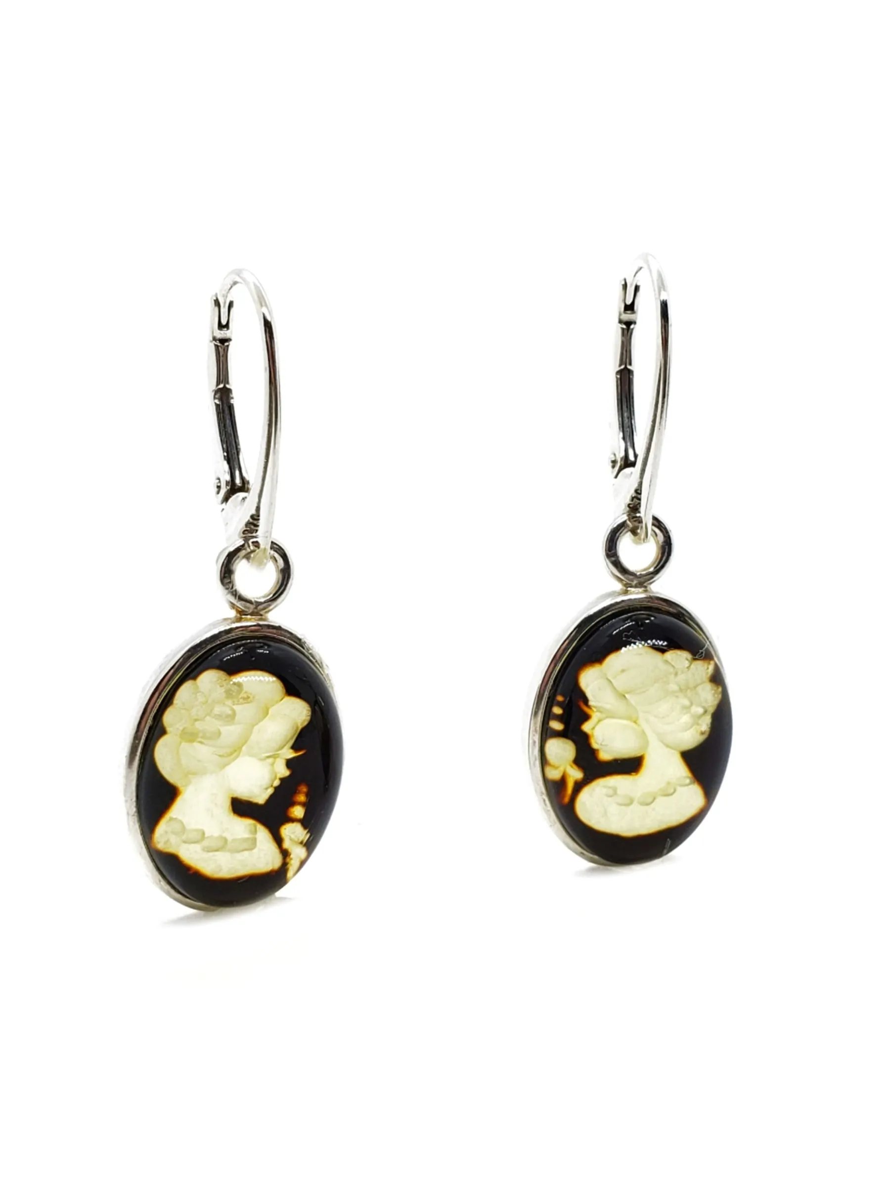 Amber Intaglio Cameo Dangles