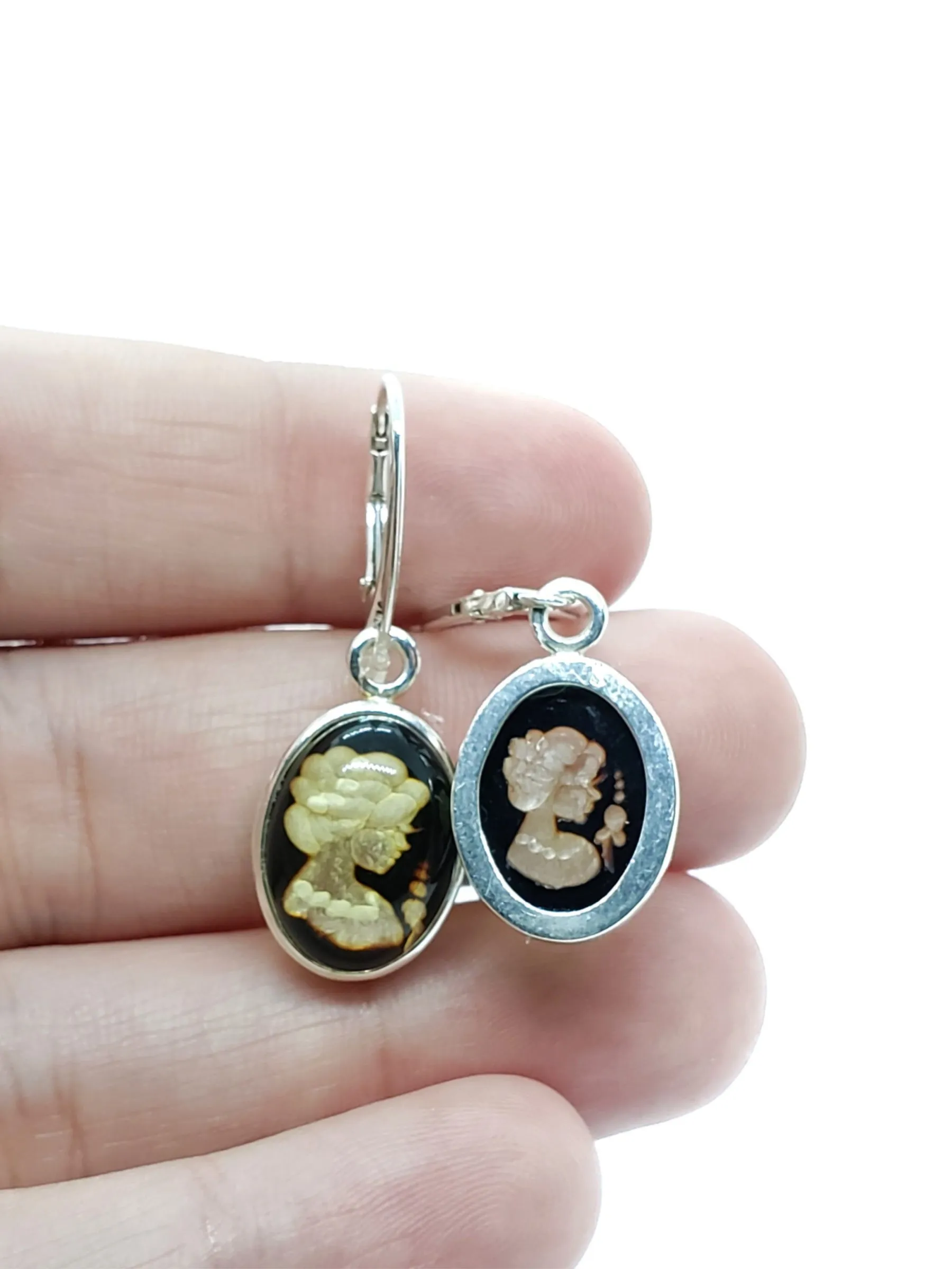 Amber Intaglio Cameo Dangles