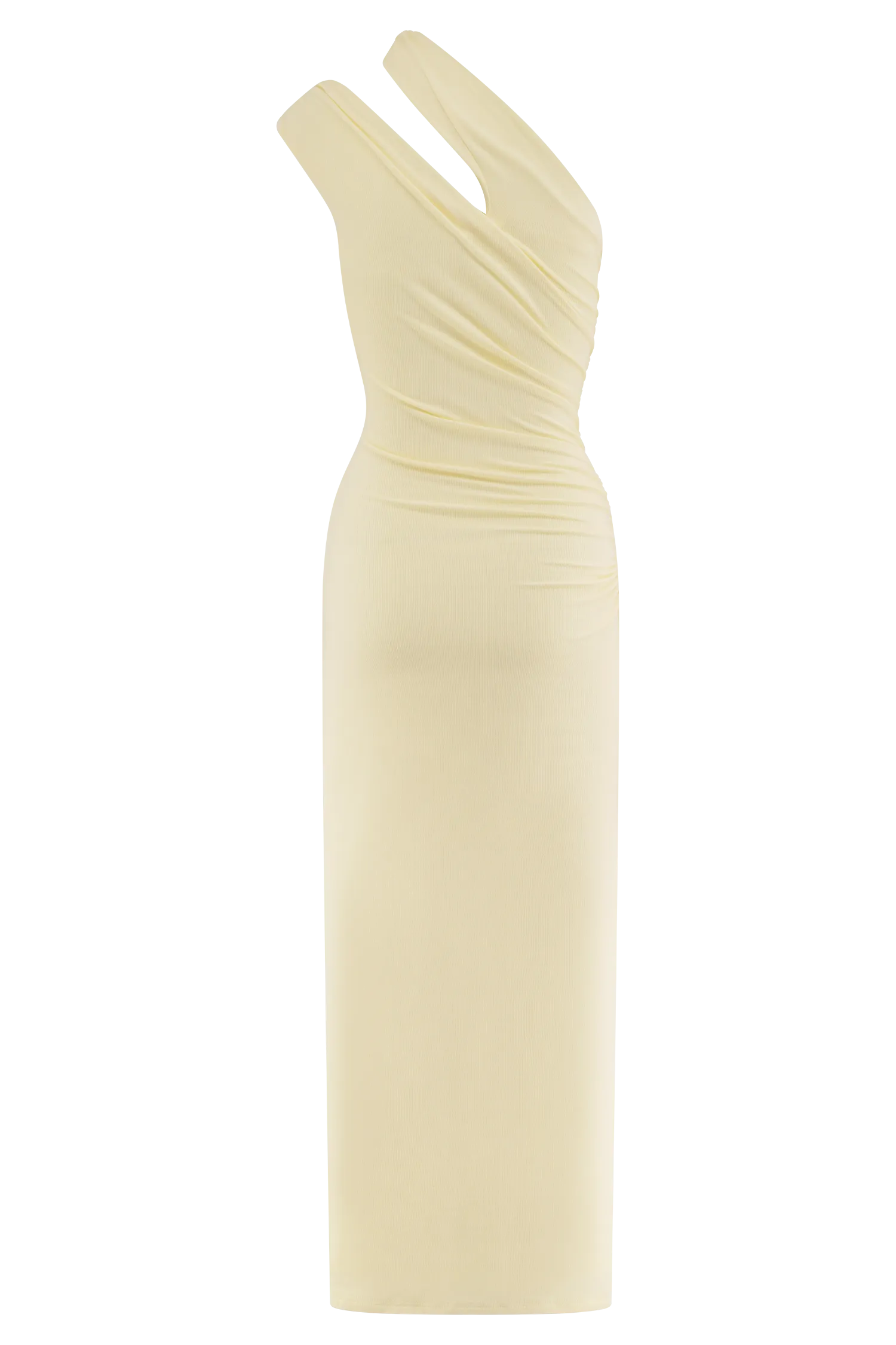 Anastasia One Shoulder Modal Midi Dress - Pale Lemon