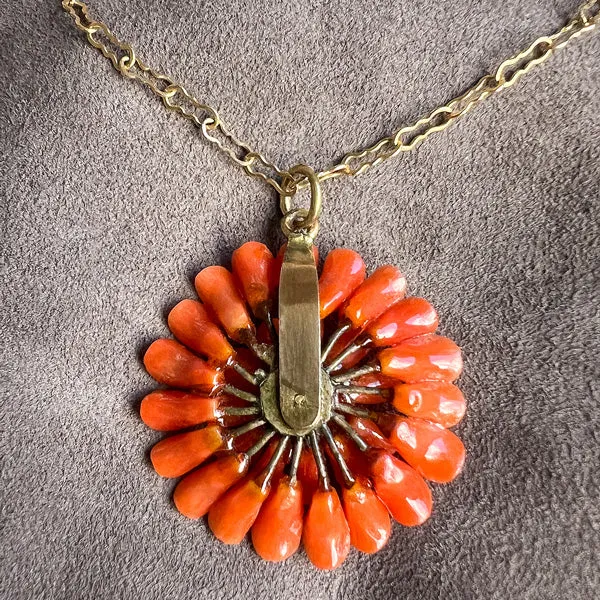 Antique Coral Flower Necklace