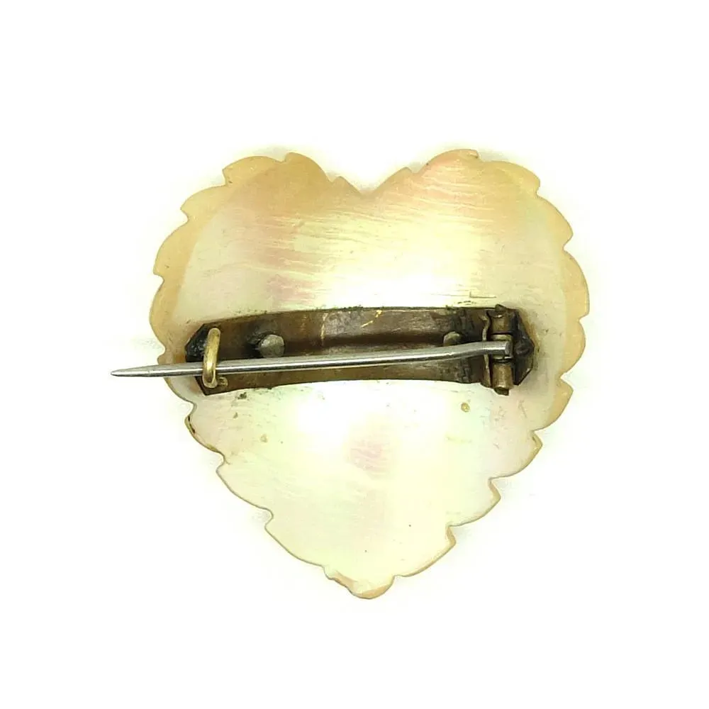 Antique Victorian Mother of Pearl Heart Brooch