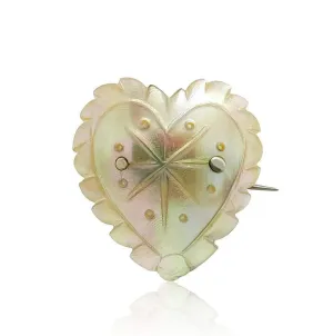 Antique Victorian Mother of Pearl Heart Brooch