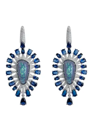 Antonella Green Opal Drop Earrings Silver