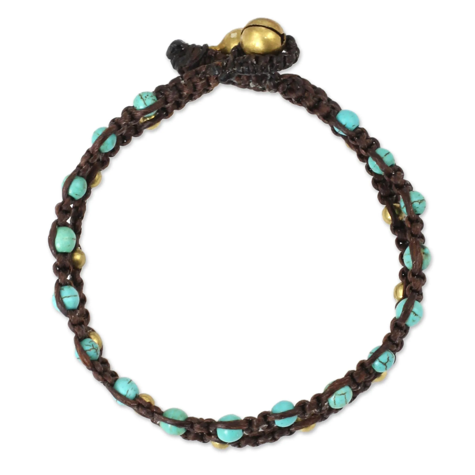 Aqua Boho Chic Brass Bracelet