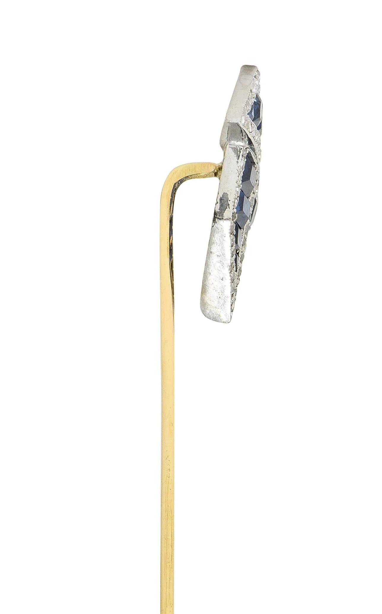 Art Deco 2.34 CTW Sapphire Diamond Platinum 14 Karat Gold Origami Bird Stickpin