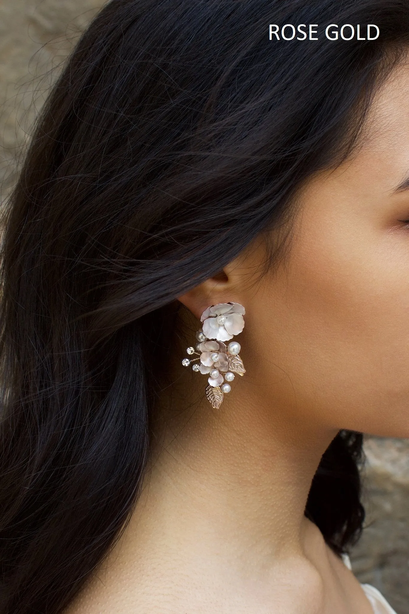 Aurelia - Floral Pearl Crystal Bridal Earrings