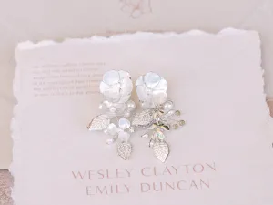 Aurelia - Floral Pearl Crystal Bridal Earrings